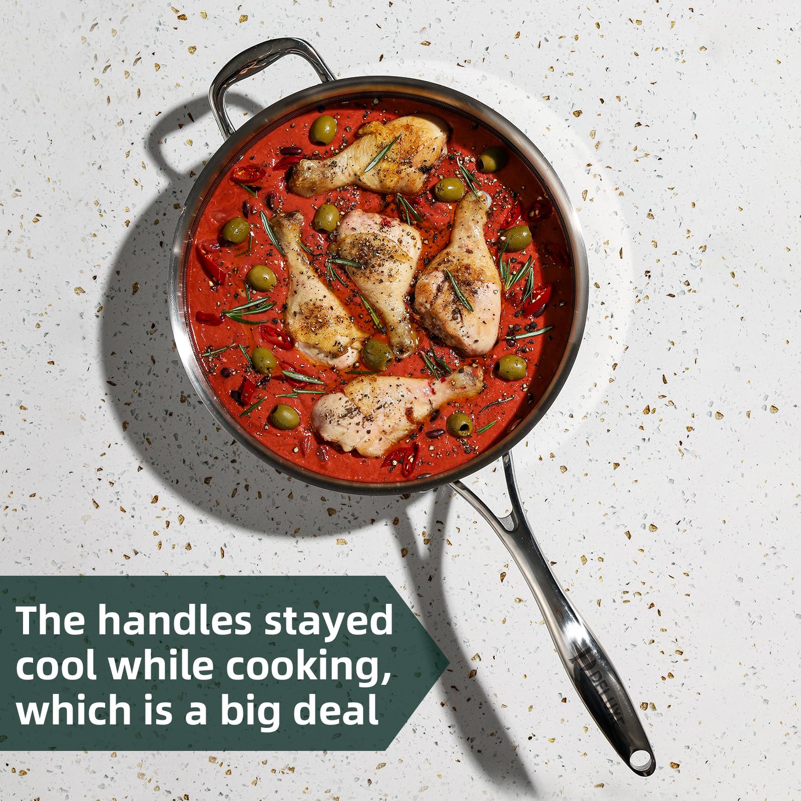 13-Piece Hybrid Ceramic Nonstick Stainless Steel Cookware Set - Deluxe Cookware