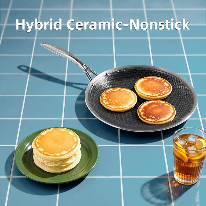 13 In Hybrid Ceramic Nonstick Stainless Steel Griddle Pan - Deluxe Cookware