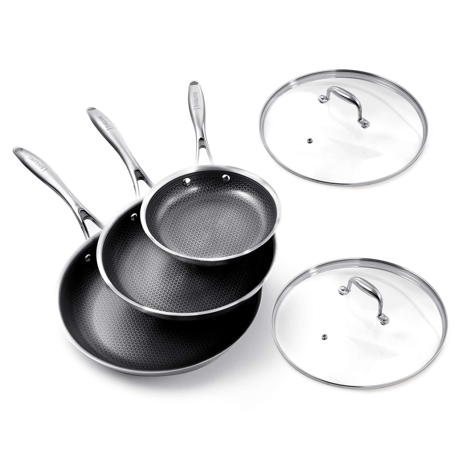 Hybrid Ceramic Nonstick Frying Pan Set | stainless Steel