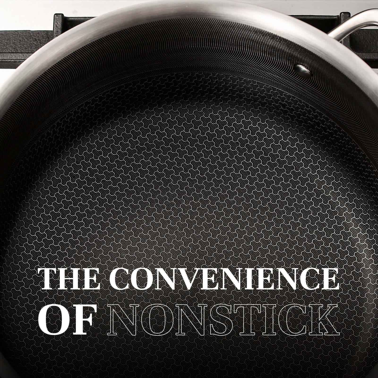 Hybrid ceramic and etched stainless steel non stick surface