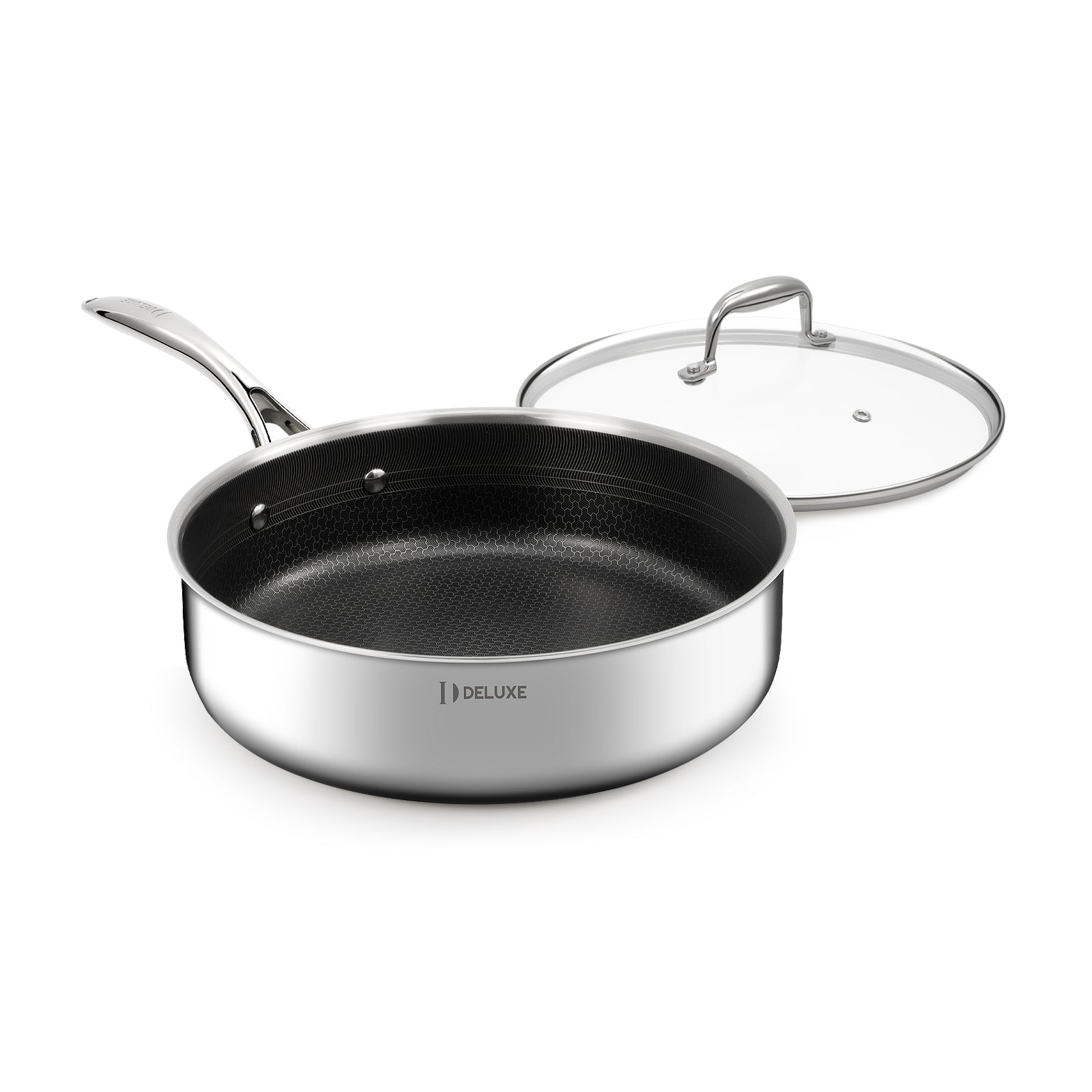 5 Qt Hybrid Ceramic Nonstick Stainless Steel Sauté Pan with Lid - Deluxe Cookware