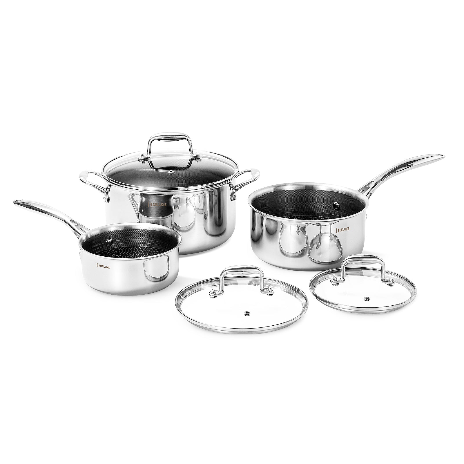 6-Piece Hybrid Ceramic Nonstick Stainless Steel Pot Set - Deluxe Cookware