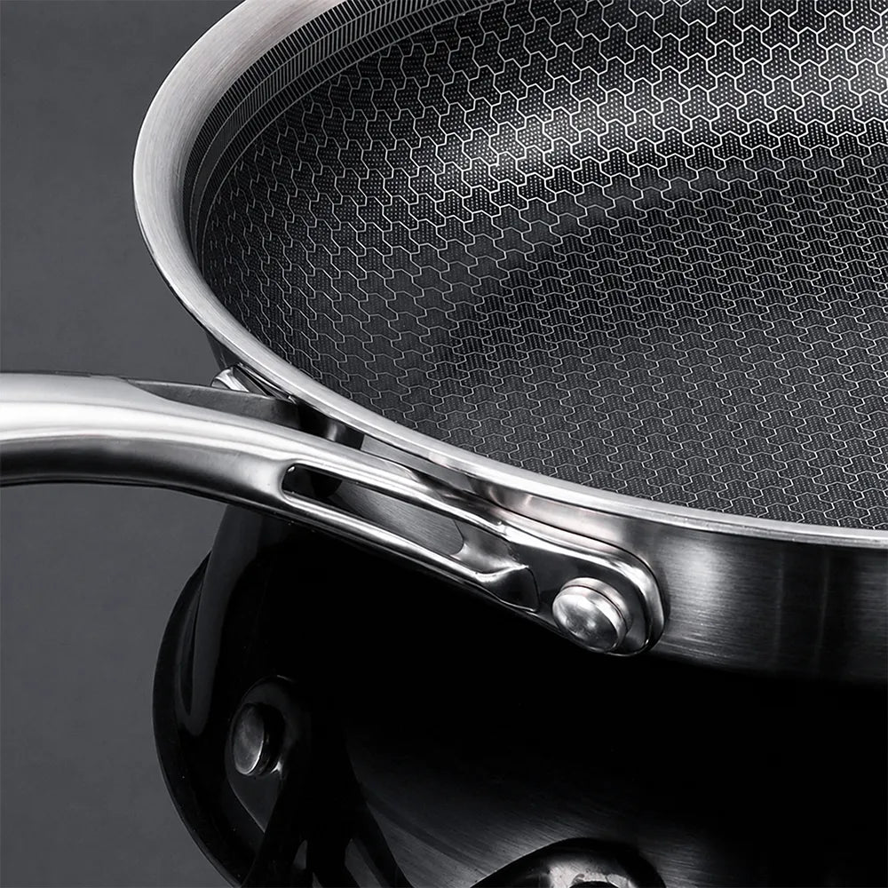 10 Inch Hybrid Ceramic Nonstick Stainless Steel Frying Pan with Lid - Deluxe Cookware