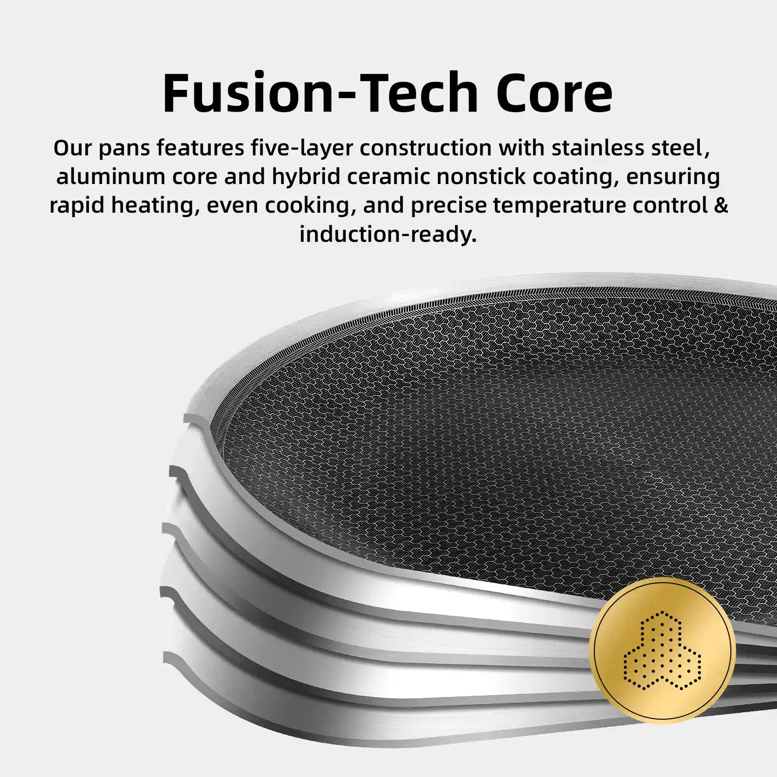 Five-layer 13 inch hybrid ceramic nonstick stainless steel griddle pan with aluminum core