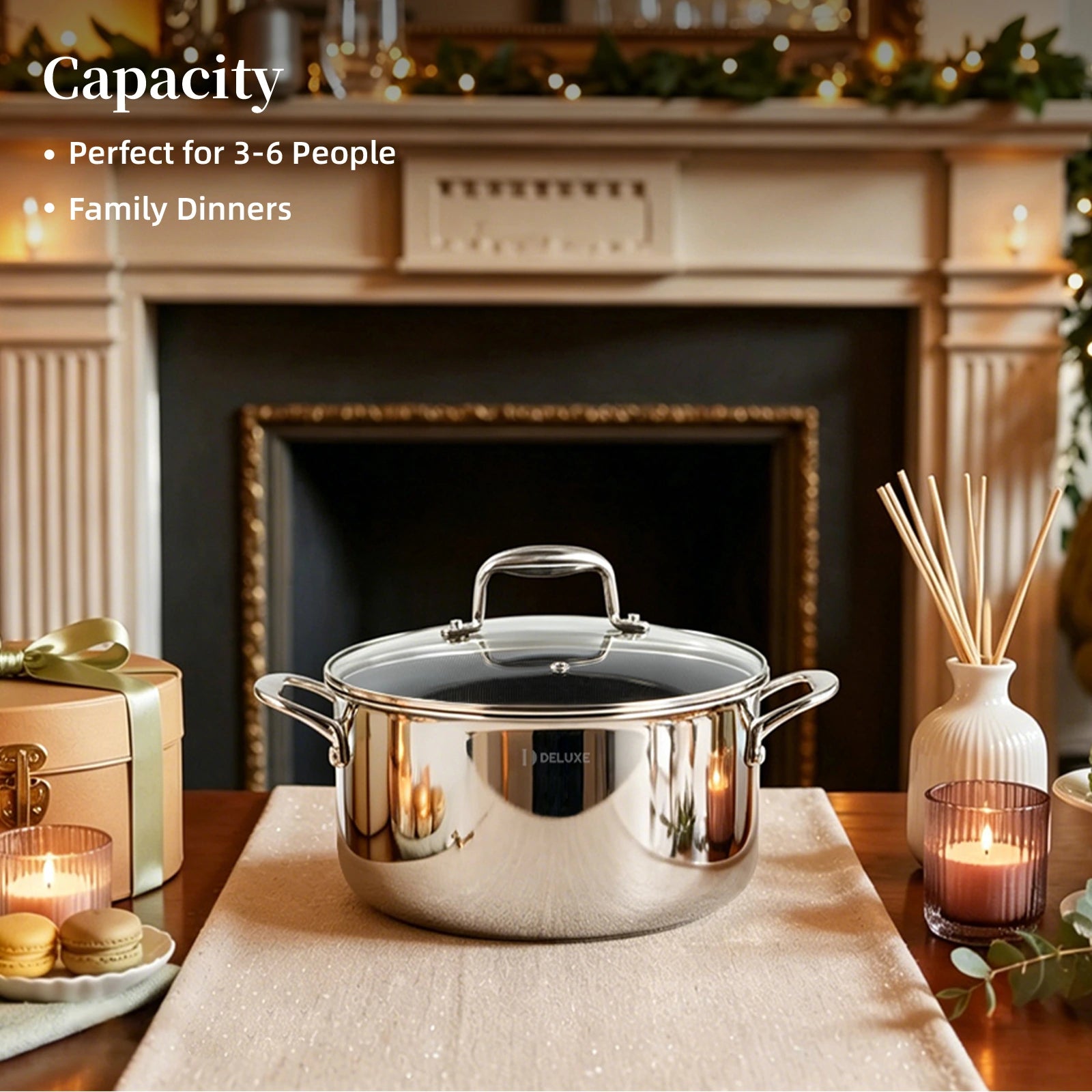 Deluxe Cookware hybrid ceramic nonstick stainless steel dutch oven with lid