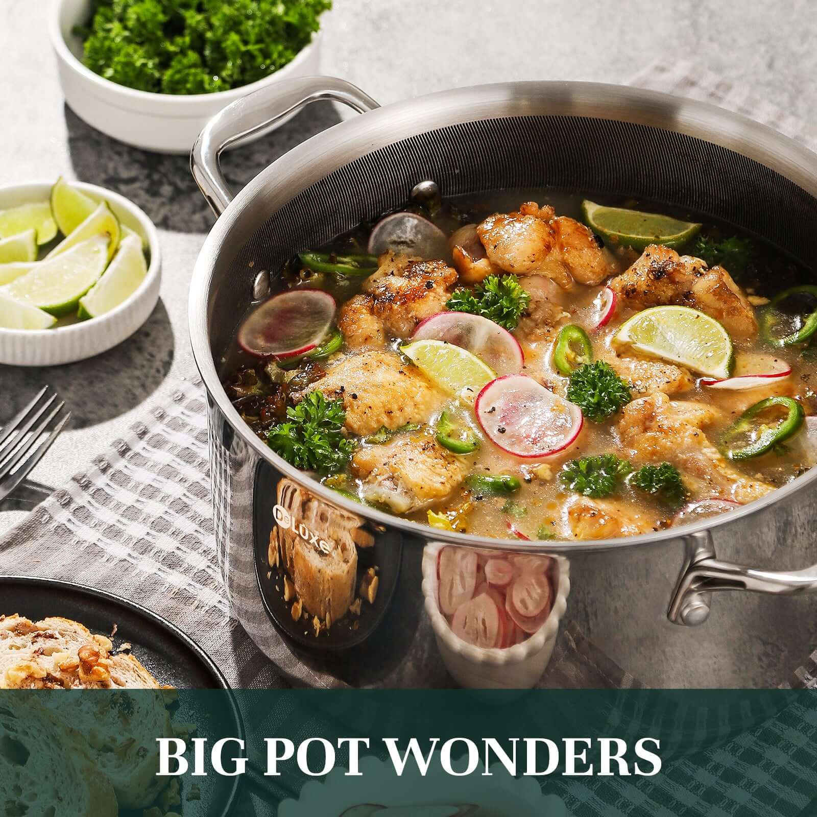 Ceramic big soup pot with lid – ideal for stews and boiling