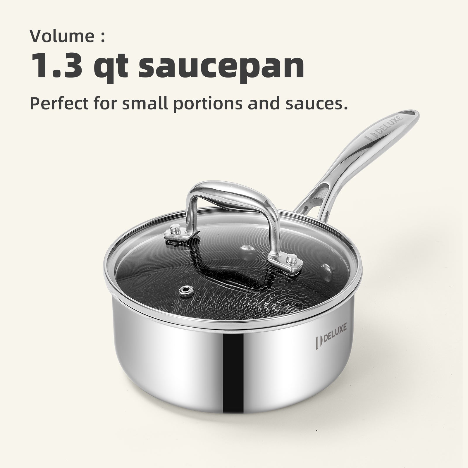 1.3 qt Hybrid Ceramic Nonstick Stainless Steel saucepan pot