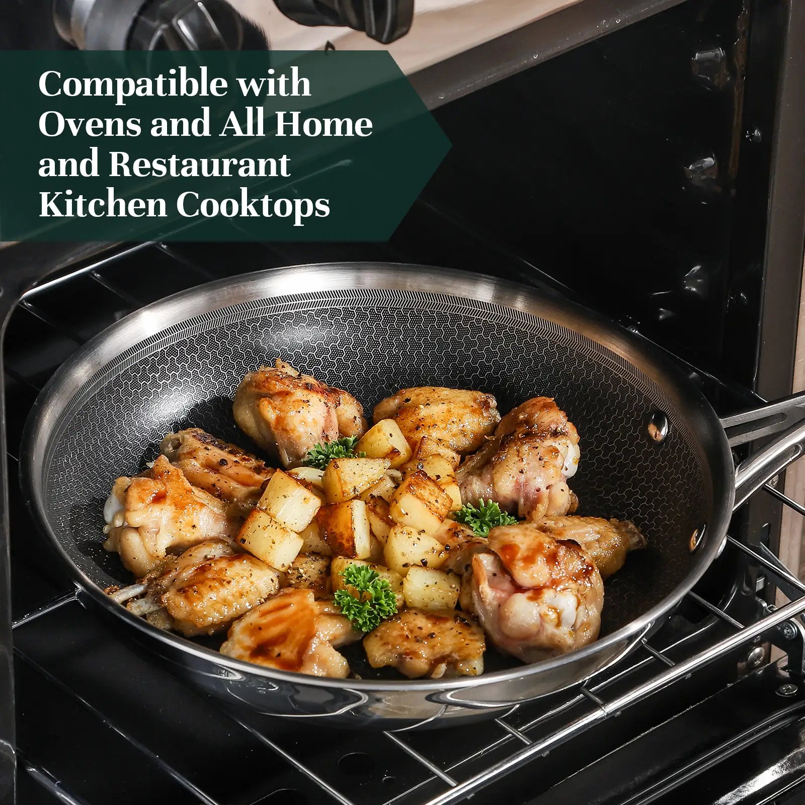 5-Piece Hybrid Ceramic Nonstick Stainless Steel Frying Pan Set