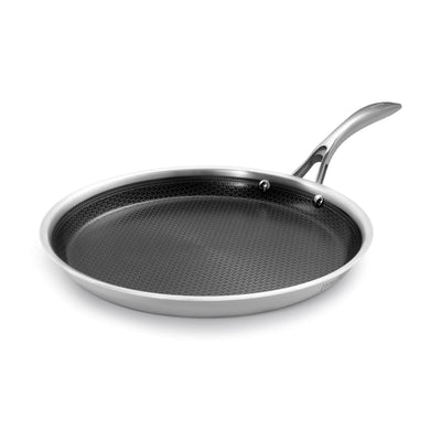 12-inch hybrid ceramic nonstick stainless steel crepe pan with silver handle