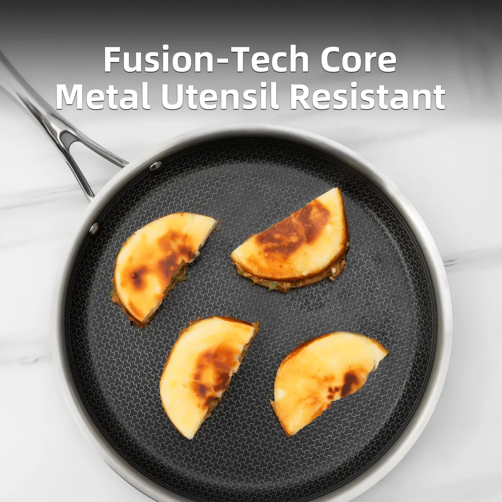 12-inch hybrid ceramic nonstick stainless steel crepe pan with metal-utensil-resistant surface