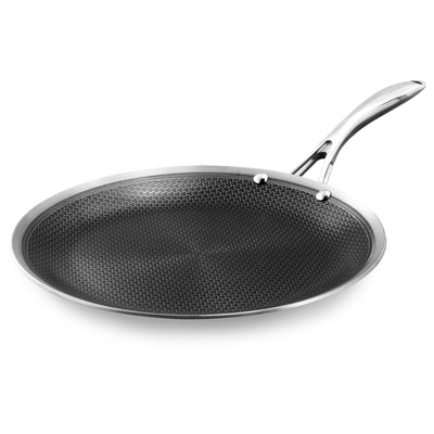 13-inch hybrid ceramic nonstick stainless steel griddle pan with silver handle