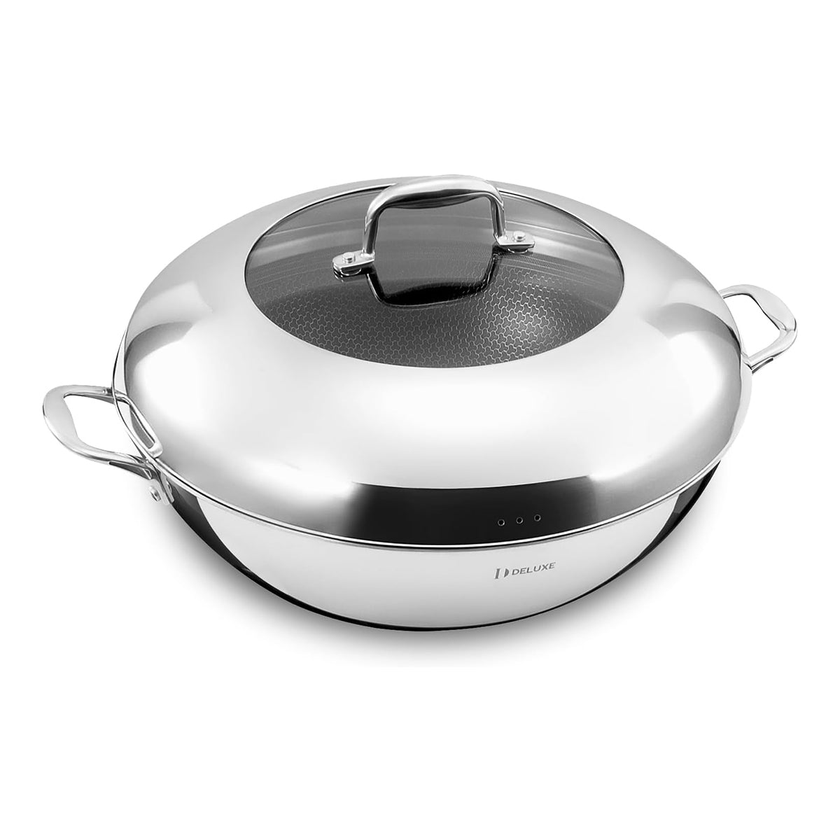 Deluxe Cookware 14 inch hybrid ceramic nonstick stainless steel wok with lid