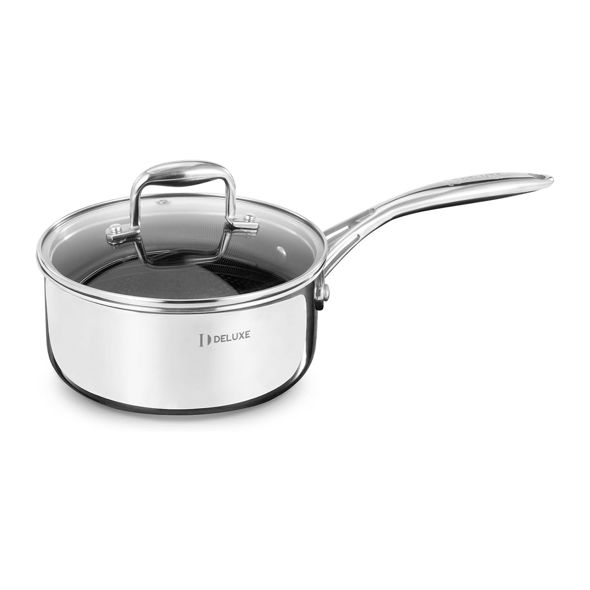 Deluxe Cookware 2 quart hybrid ceramic nonstick stainless steel saucepan with lid