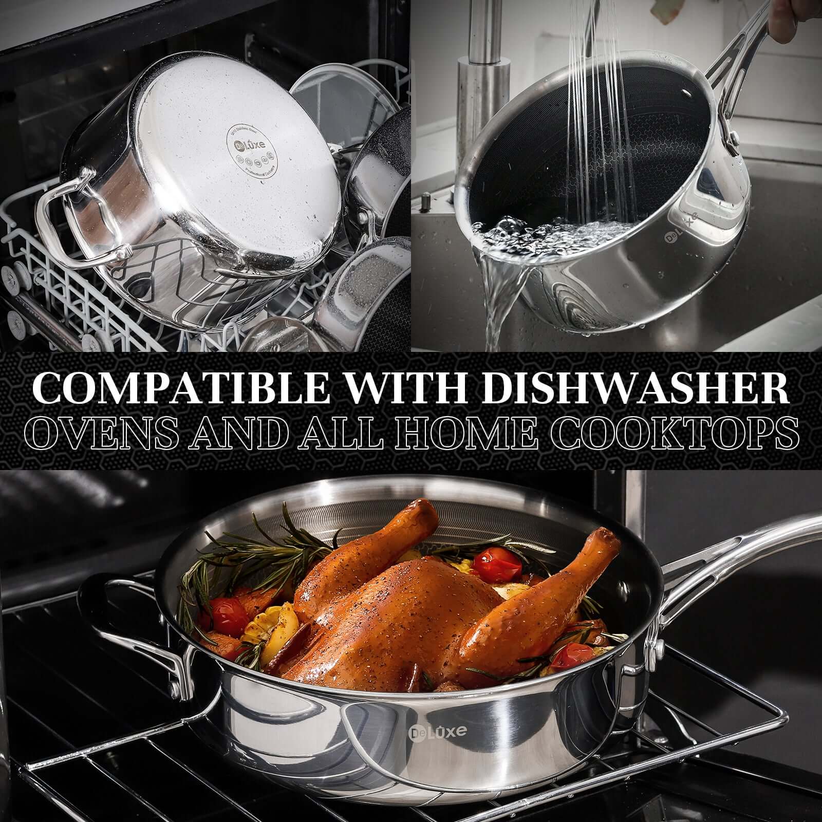 Oven safe stainless steel Dutch oven with lid