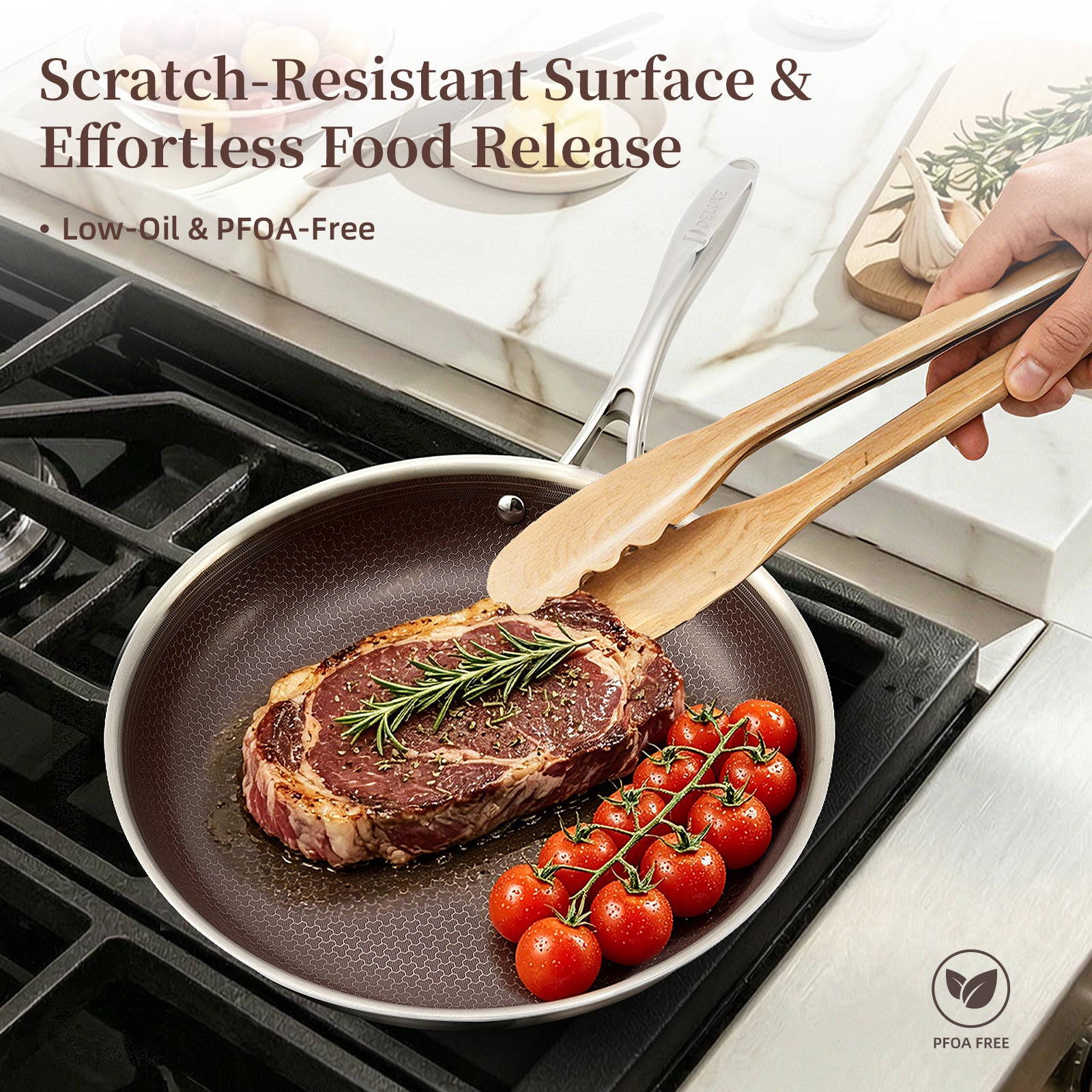 13-Piece Hybrid Ceramic Nonstick Stainless Steel Cookware Set (Burgundy) - Deluxe Cookware