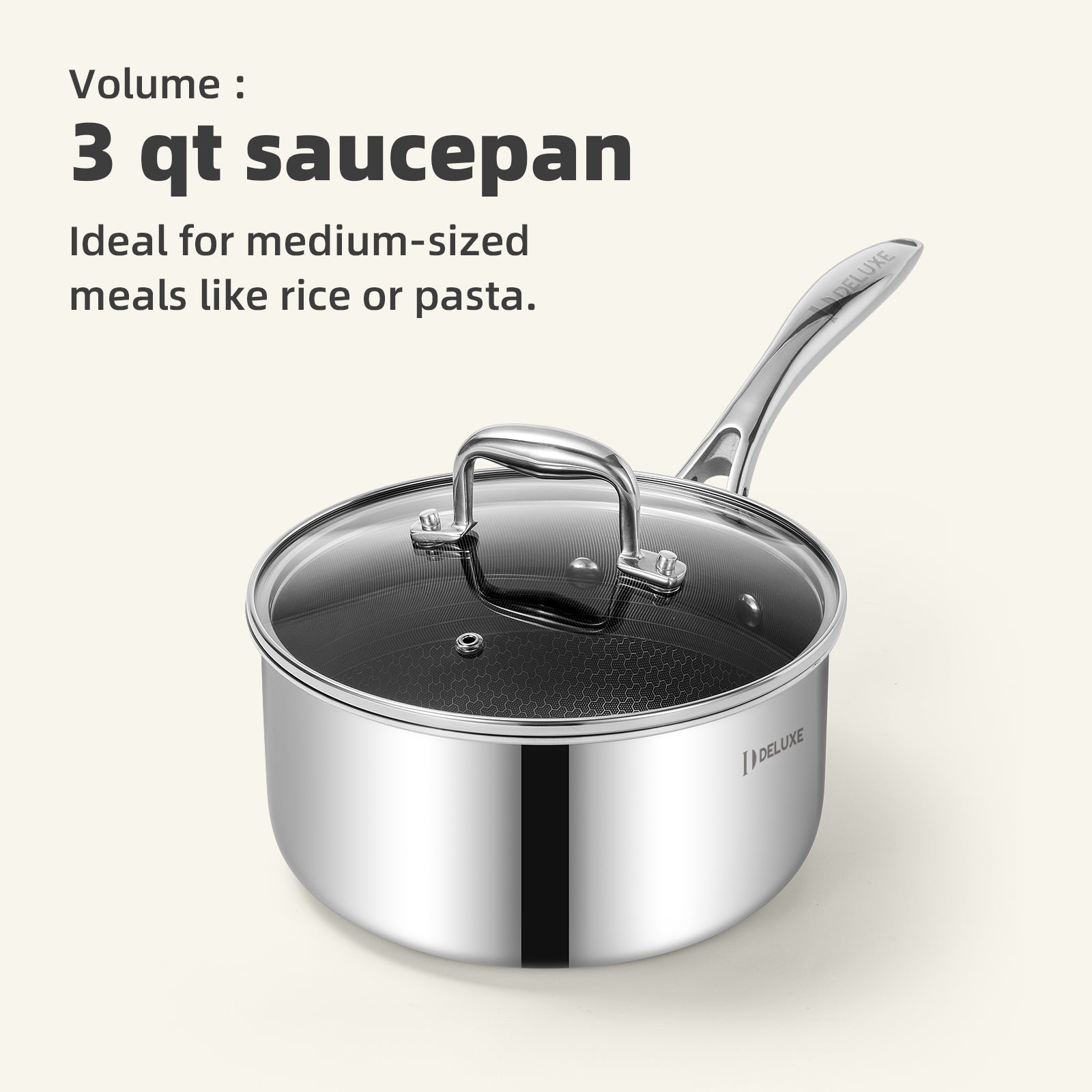 6-Piece Hybrid Ceramic Nonstick Stainless Steel Pot Set - Deluxe Cookware