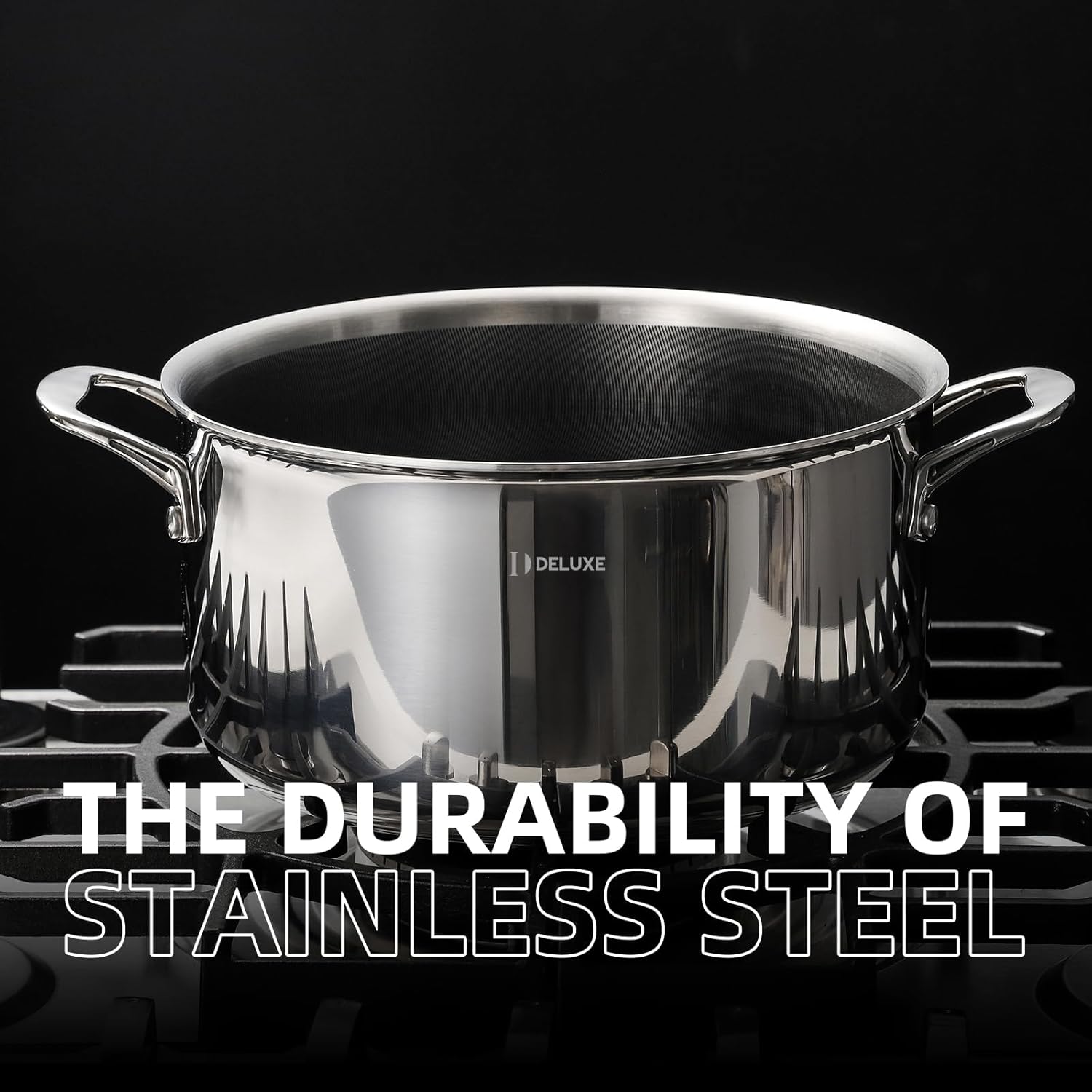 8 Qt Hybrid Ceramic Nonstick Stainless Steel Dutch Oven with Lid - Deluxe Cookware