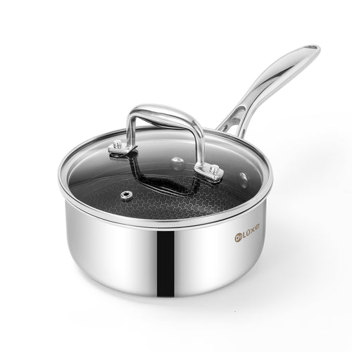 Deluxe Hybrid 1.3QT Saucepan with Lid - Deluxe Cookware
