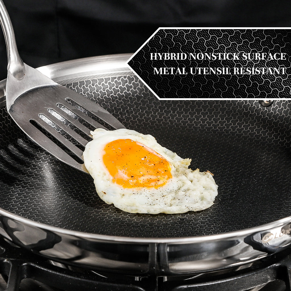 DELUXE Hybrid 12-Inch Fry Pan with Tempered Glass Lid - Deluxe Cookware