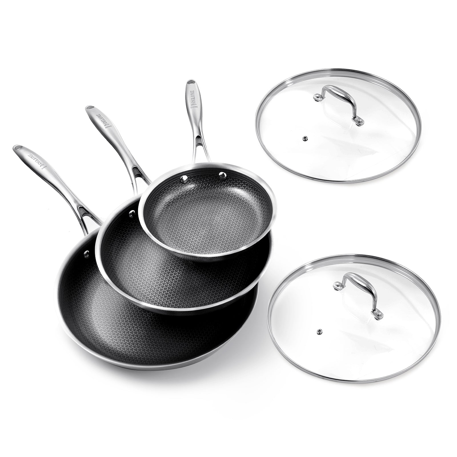 Deluxe Hybrid 5-Piece Fry Pan Set - Deluxe Cookware