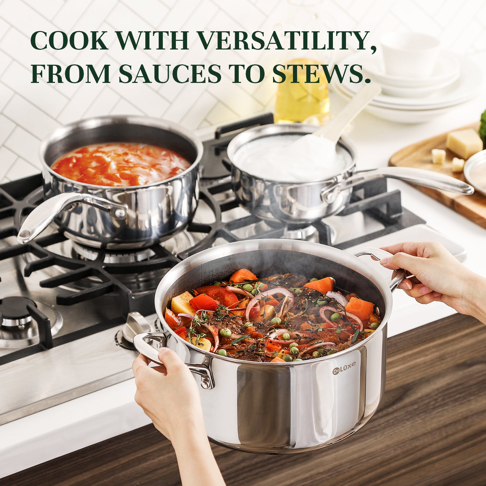 Deluxe Hybrid 6-Piece Pot Set - Deluxe Cookware